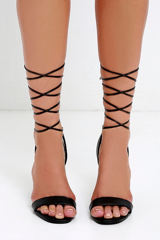 Sexy Black Heels - Leg Wrap Heels - Single Sole Heels - $25.00