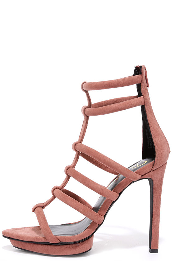 leather caged heels