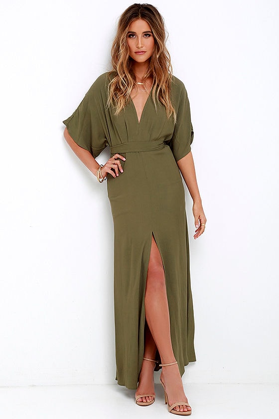 olive green dress casual