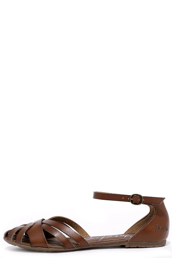 brown flat ankle strap sandals