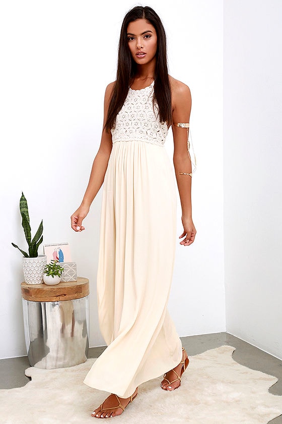 open back crochet maxi dress