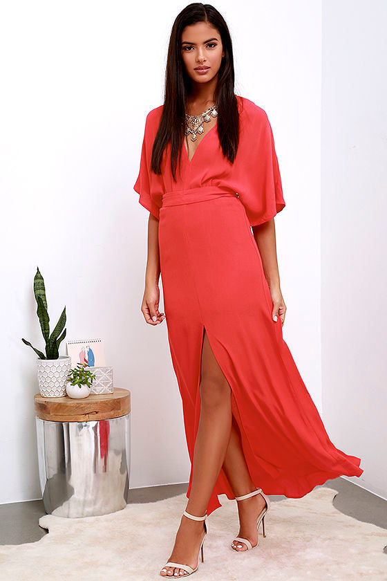 coral maxi dress casual