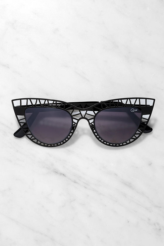 Quay Steel Cat Sunglasses Black Sunglasses Cat Eye Sunglasses 50