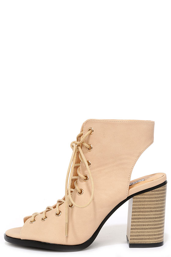 nude chunky booties
