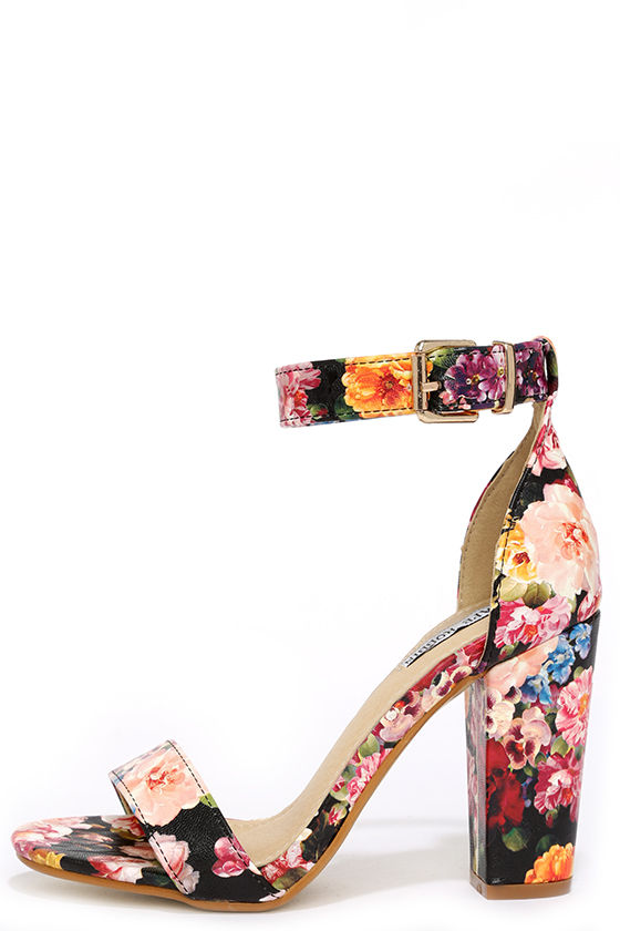 Cute Floral Heels - Ankle Strap Heels 