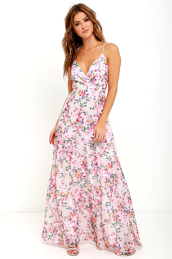 Pink Floral Print Dress - Maxi Dress - Sleeveless Dress - $84.00 - Lulus