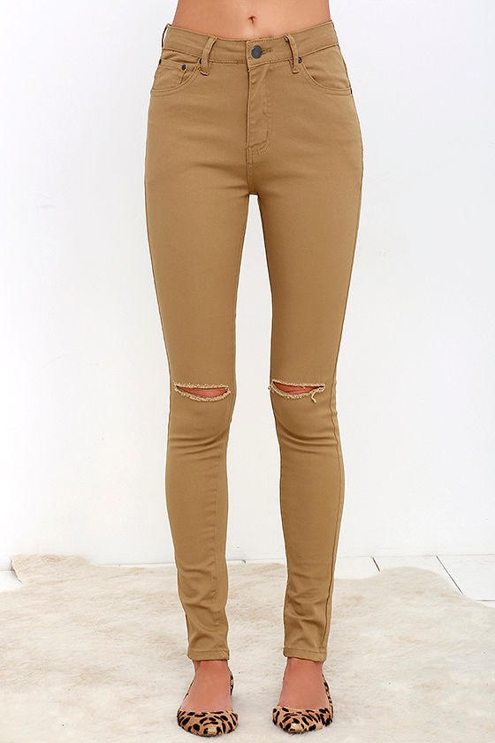 distressed light ultra high waisted slim fit jeans