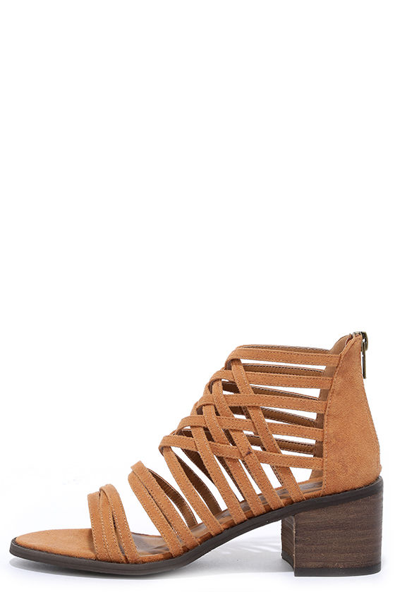 tan caged heels