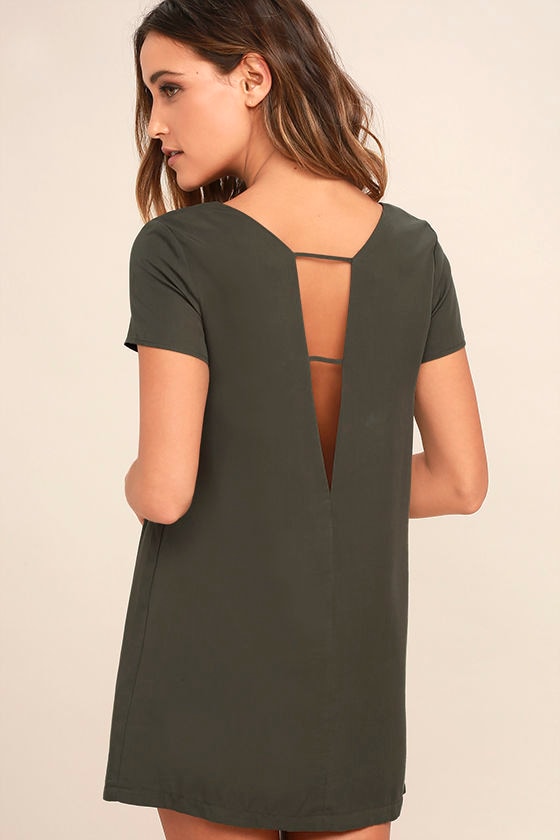 olive green shift dress