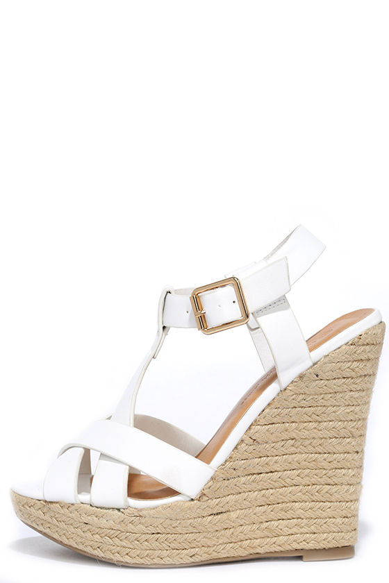 white closed toe espadrille wedges