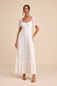 Tailor Made For You White Jacquard Lace-Up Maxi Dress 2