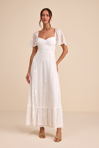 Tailor Made For You White Jacquard Lace-Up Maxi Dress 2