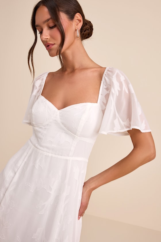 Tailor Made For You White Jacquard Lace-Up Maxi Dress 3