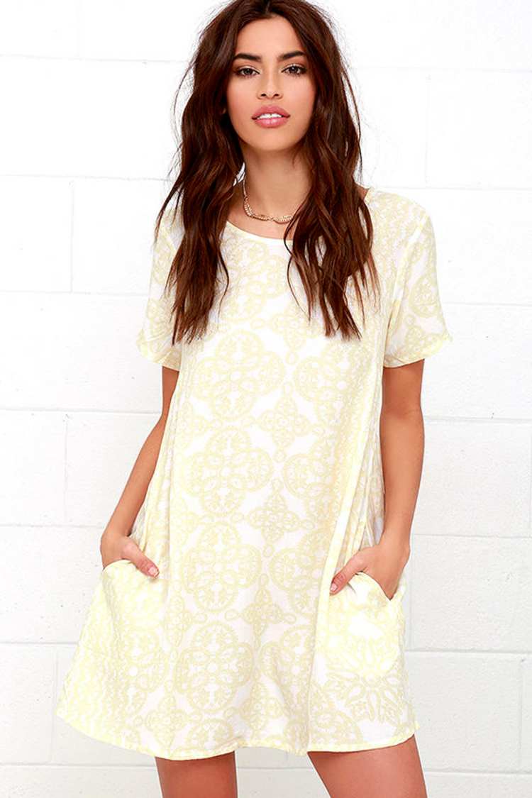Obey Ursula - Pale Yellow Print Dress - Shift Dress - $59.00 - Lulus Obey Ursula - Pale Yellow Print Dress - Shift Dress - $59.00 - Lulus