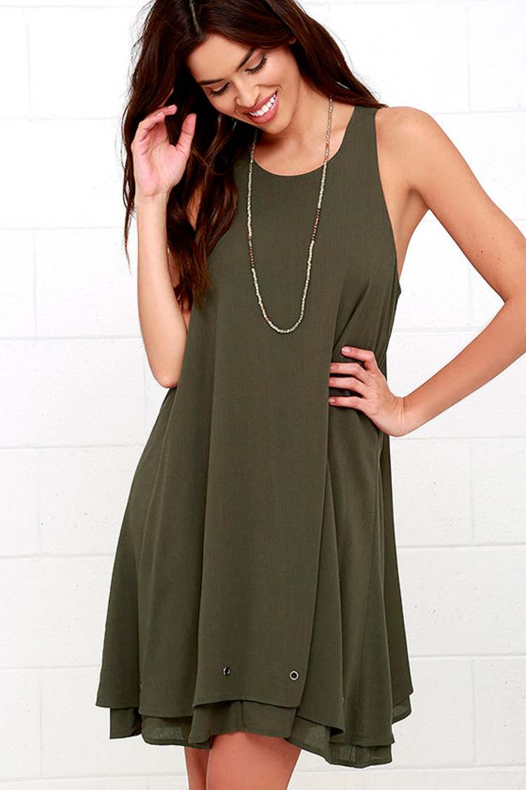 Cool Olive Green Dress - Swing Dress - Sleeveless Dress - Grommet Dress -  $42.00 - Lulus