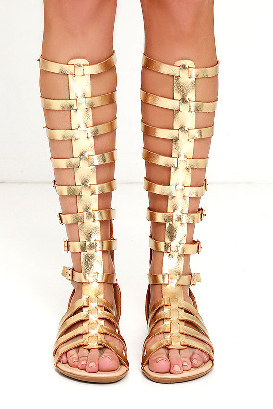 gold roman sandals