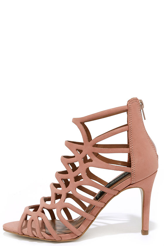 Pink caged heels store