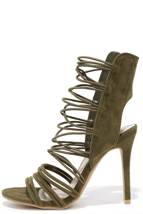 green caged heels