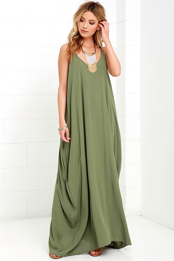 boho olive green dress