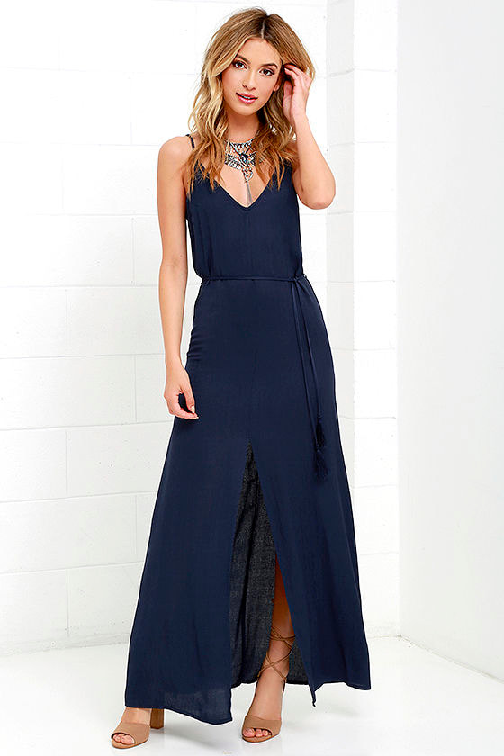 deep blue maxi dress