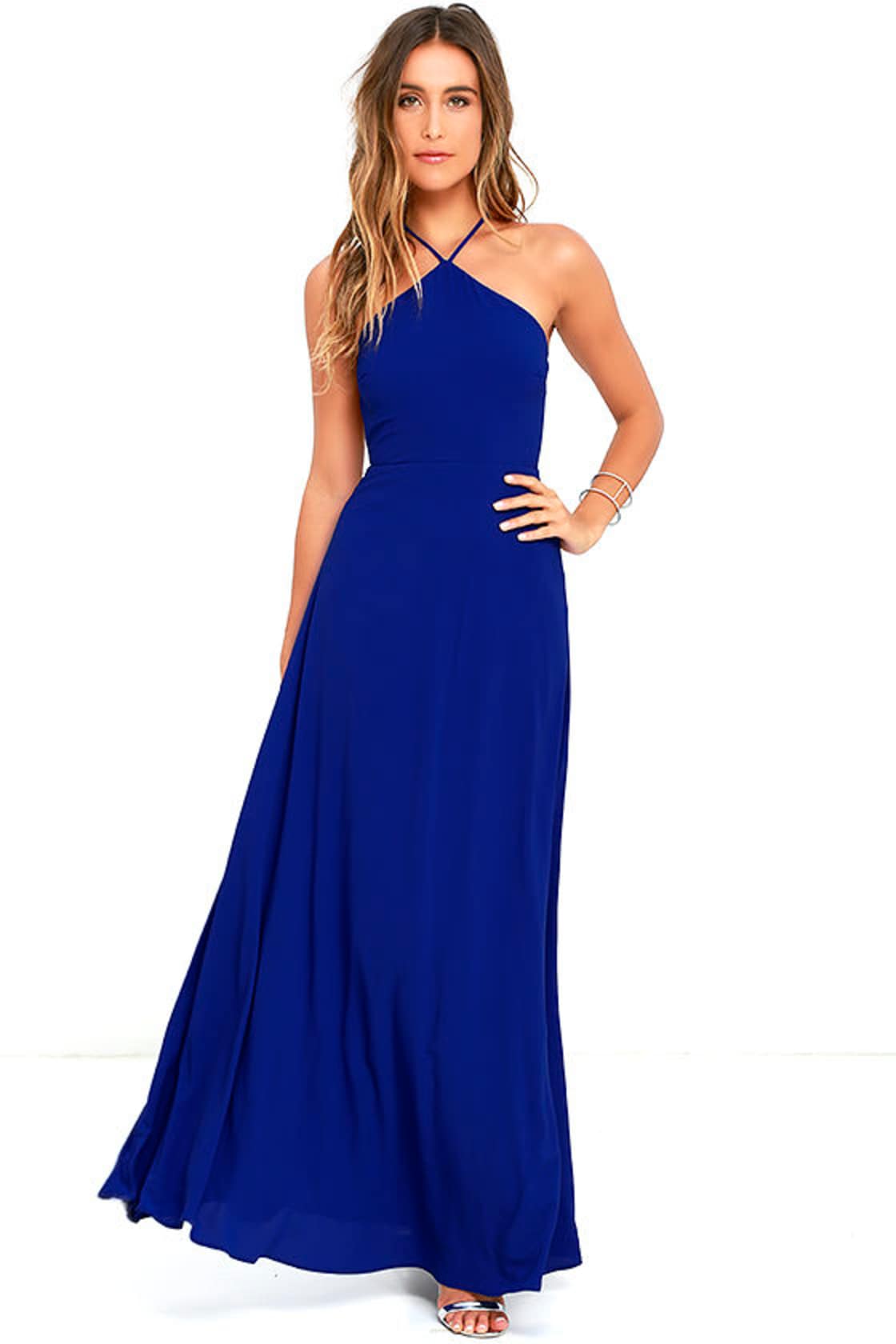 Maxi Dress Royal Blue Dress Backless Dress 64.00 Lulus