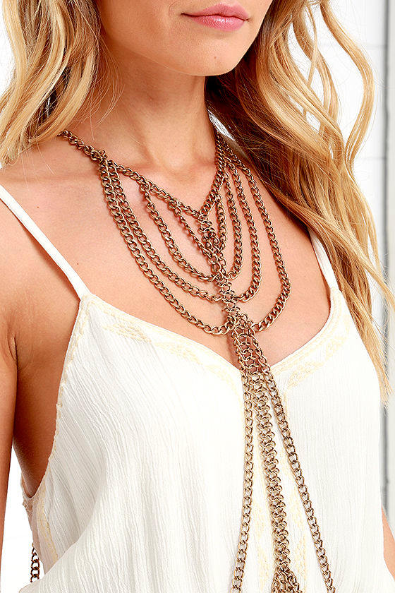 Cool Gold Body Harness Body Chain Gold Necklace 19.00