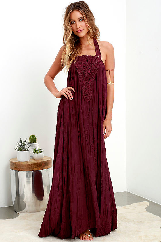 Lovely Burgundy Dress - Lace Dress - Maxi Dress - $65.00 - Lulus