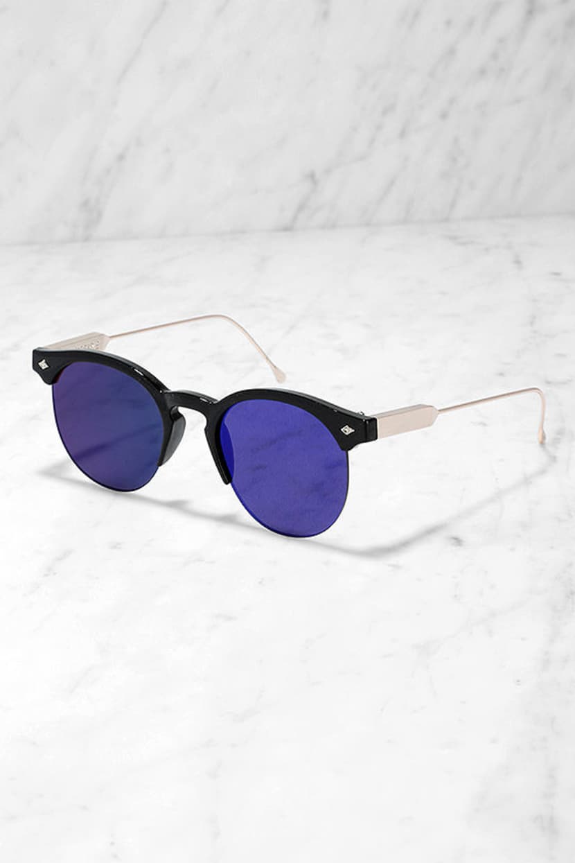 Spitfire Blue and Black Sunglasses Spitfire Astro Sunglasses - Black Sunglasses - Blue Mirrored  main image 2