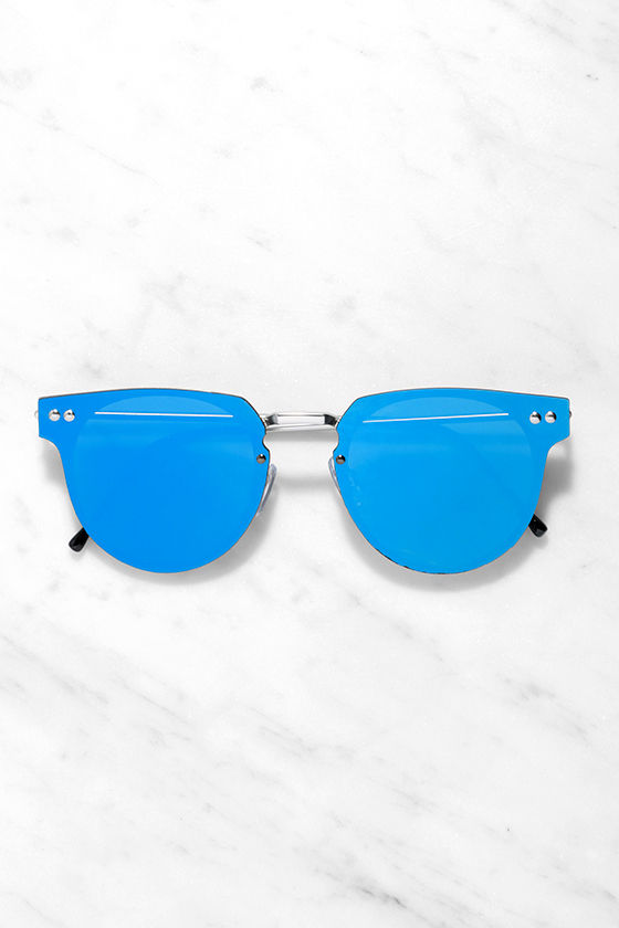 Spitfire Cyber Sunglasses - Silver and Blue Sunglasses