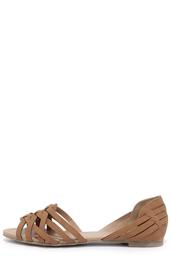 woven tan flats