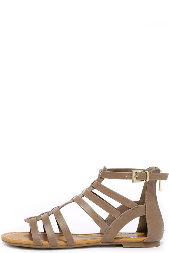 Stylish Taupe Sandals Vegan Leather Sandals Gladiator Sandals 22
