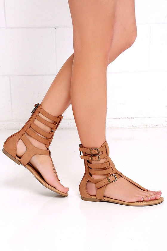 tan studded gladiator sandals