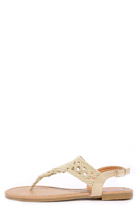 Cute Beige Sandals - Crochet Sandals - Thong Sandals - $18.00 - Lulus