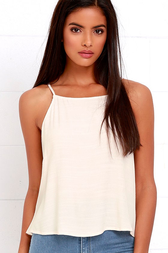 Cream Top Sleeveless Top Woven Top 28.00 Lulus