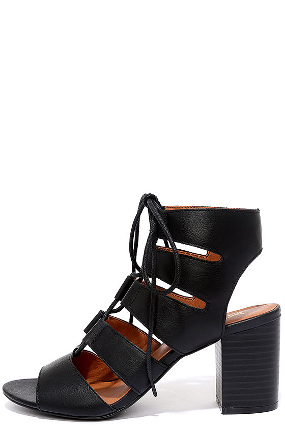 black block heel lace up shoes