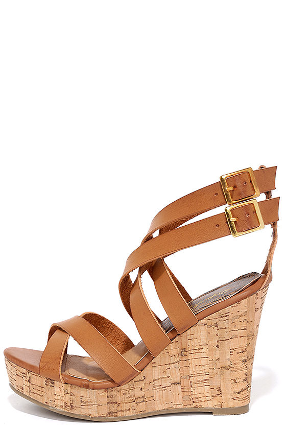 Cute Camel Wedges - Cork Wedges - Vegan Leather Wedges - $26.00 - Lulus