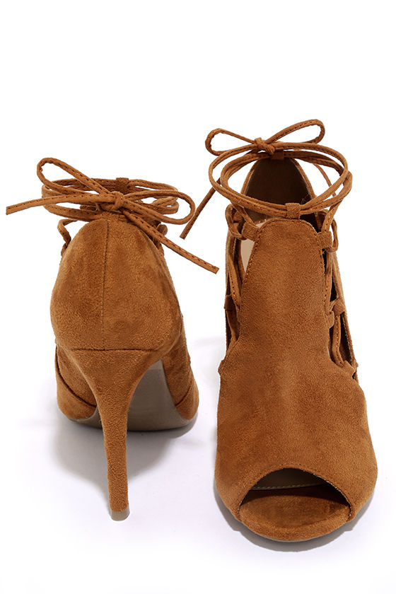 wrap heels tan