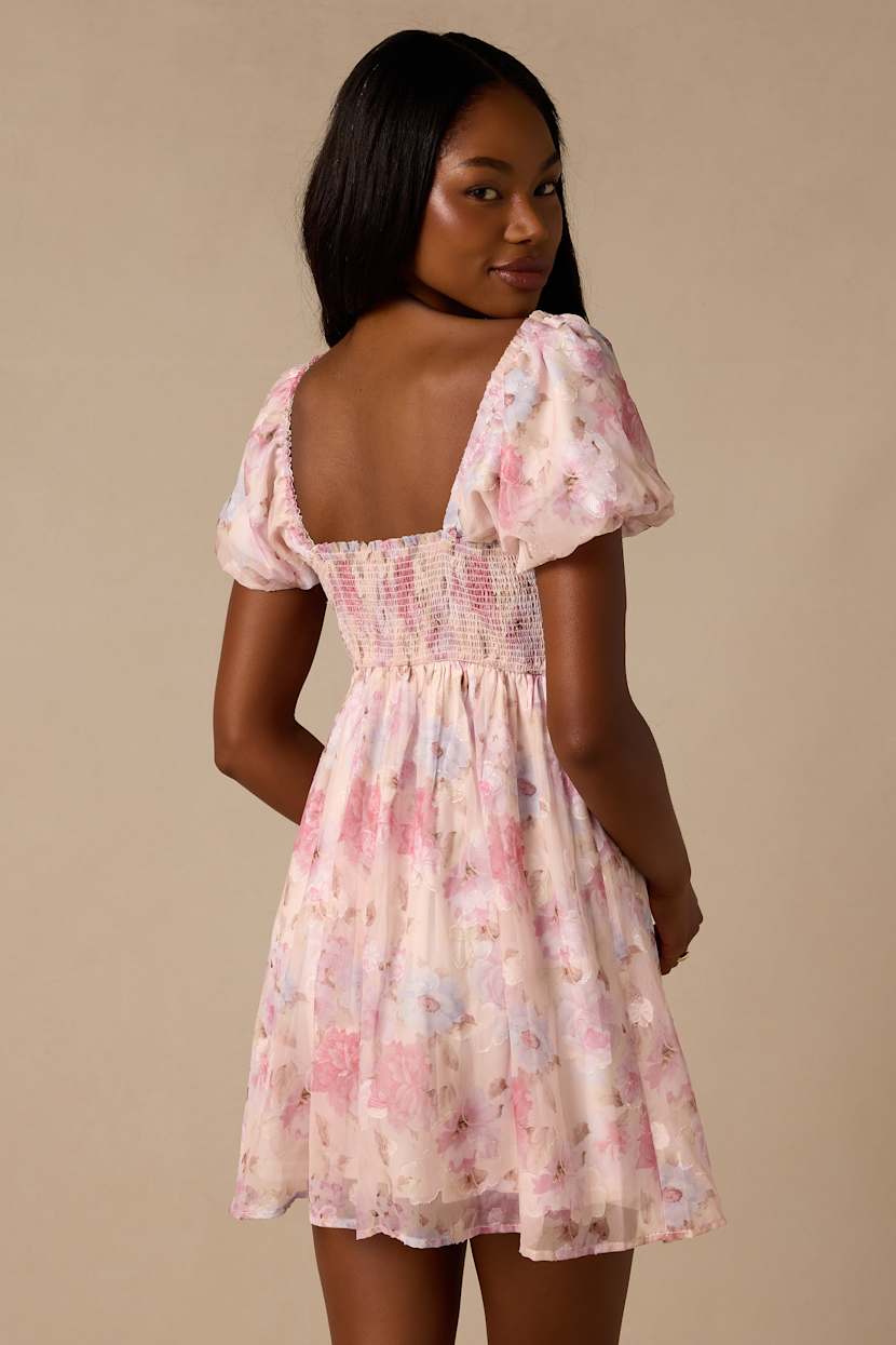 floral print puff sleeve mini dress Lulus | White Fresh Florals Cream Floral Print Puff Sleeve Mini Dress | Womens | XXL (Available in XS, S, M, L, XL)