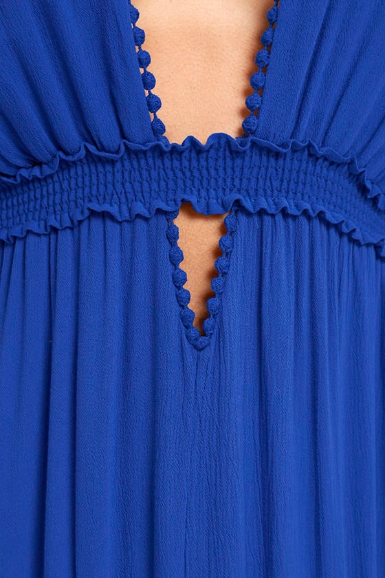 Greek Goddess Royal Blue Maxi Dress