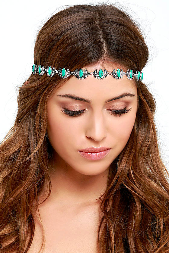 Boho Headband - Silver Headband - Silver and Turquoise Headband - $15. ...