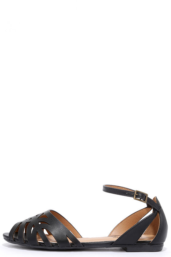 black ankle flats