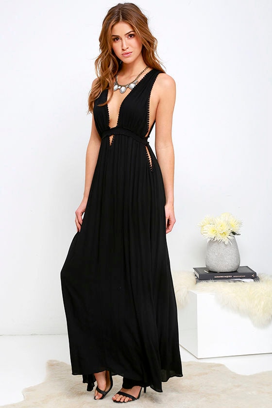 black grecian maxi dress