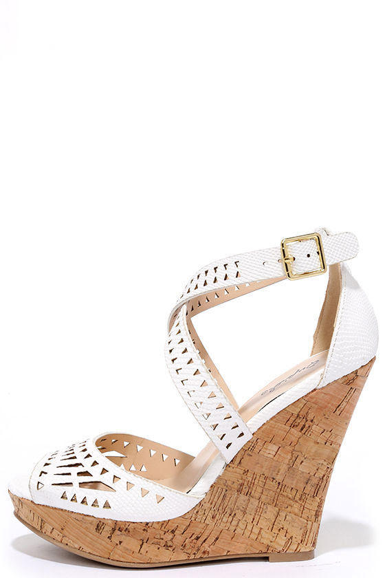 cute white wedge sandals