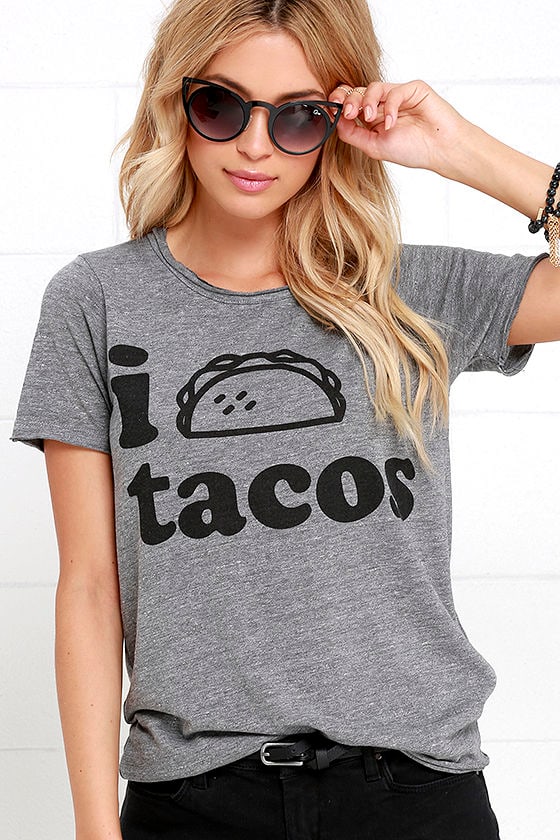 Chaser Taco Time - Heather Grey Tee - Short Sleeve Top - $58.00 - Lulus