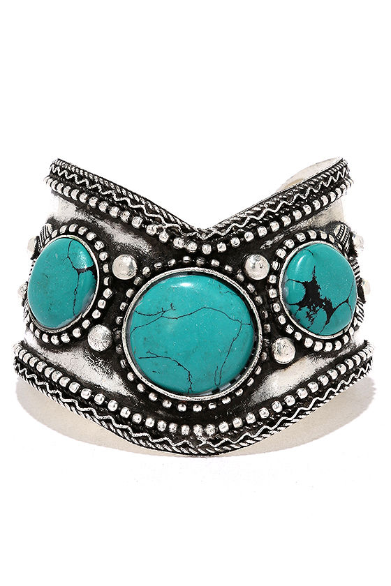 El Rancho Silver and Turquoise Cuff Bracelet
