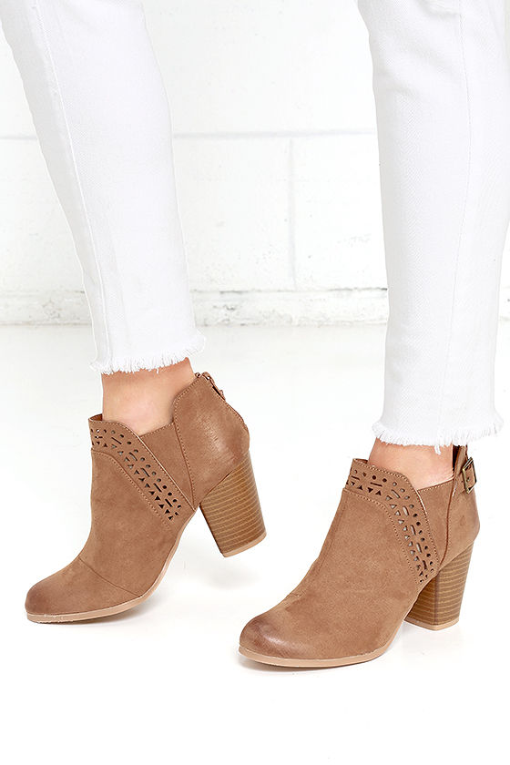 laser cut ankle boots