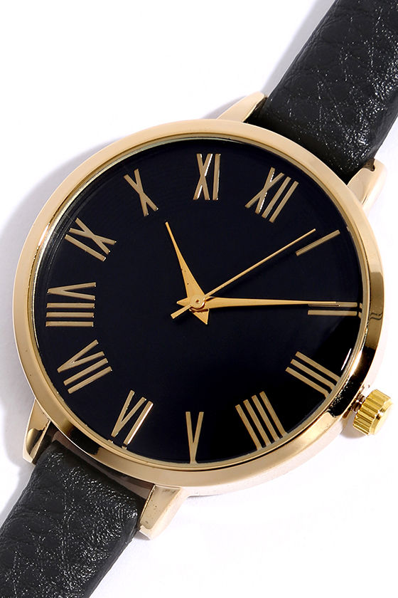 Black Watch Leather Watch Gold Watch 18.00 Lulus