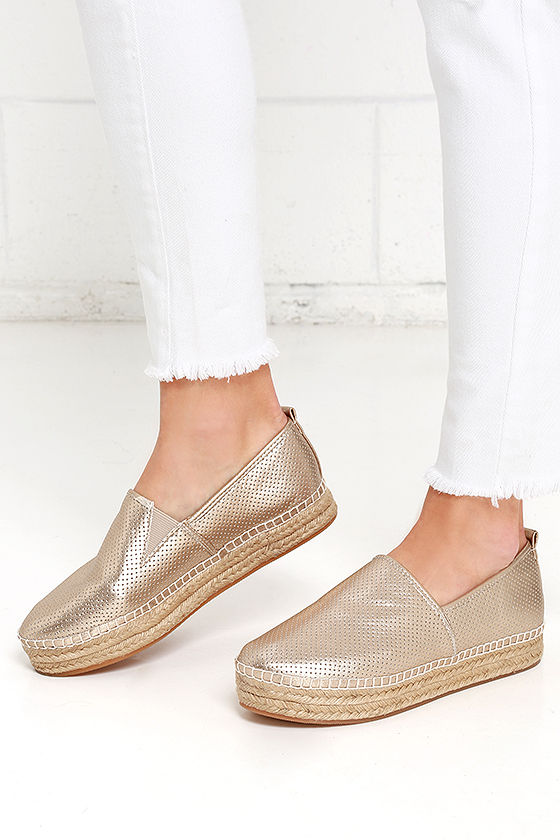 Steve Madden Peppa Platinum - Espadrille Flats - Gold Flats - $79.00 ...