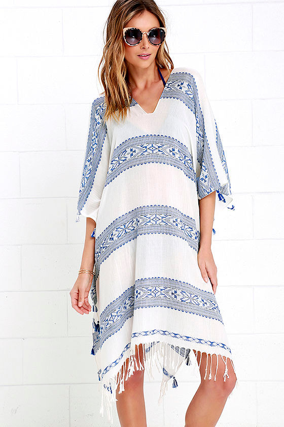 blue and white caftan