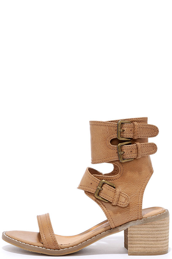 dark tan heeled sandals